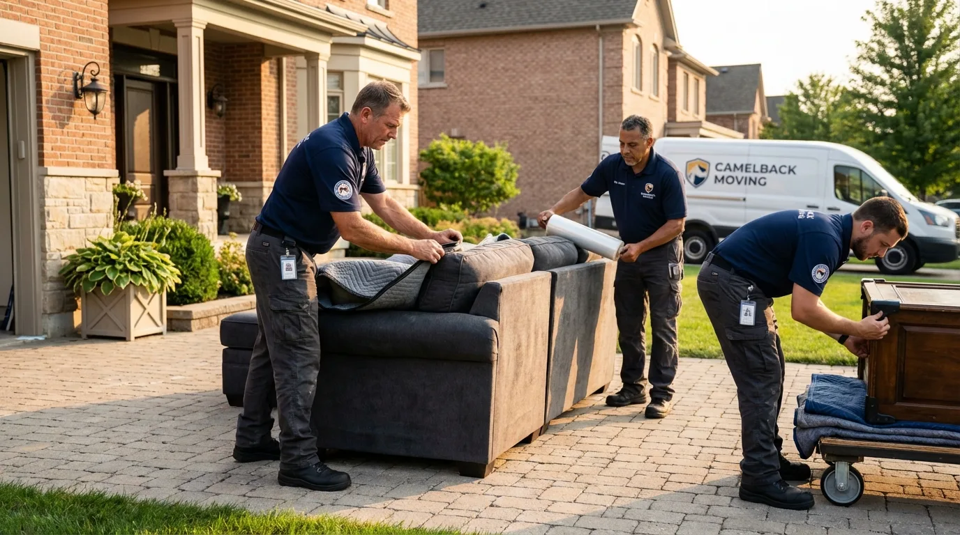 Large estate moving crew wrapping furniture in Penrose, CO